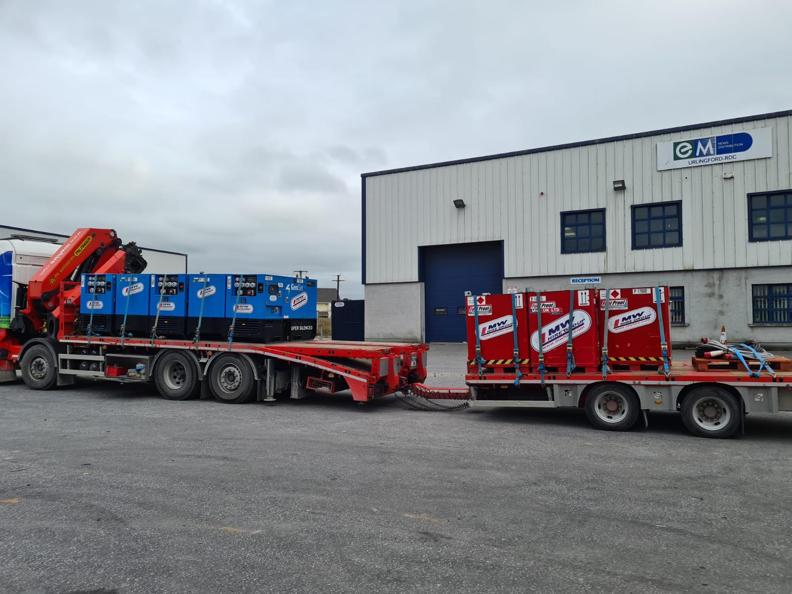 2 Full loads of generators and tanks heading out on a rental project